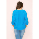 Perseption - VNECK AIR FLOW SMOCKING SHOULDER TIE FRONT SHIRT