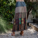 Young Threads - Western Boho Chic: Patchwork Belted Skirt  (New Color)