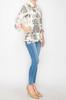 Origami Apparel ~  Lace and Crochet inspired - Lightweight Sequin and Lace Detailed Button-Up Blouse - 4718BG RNR