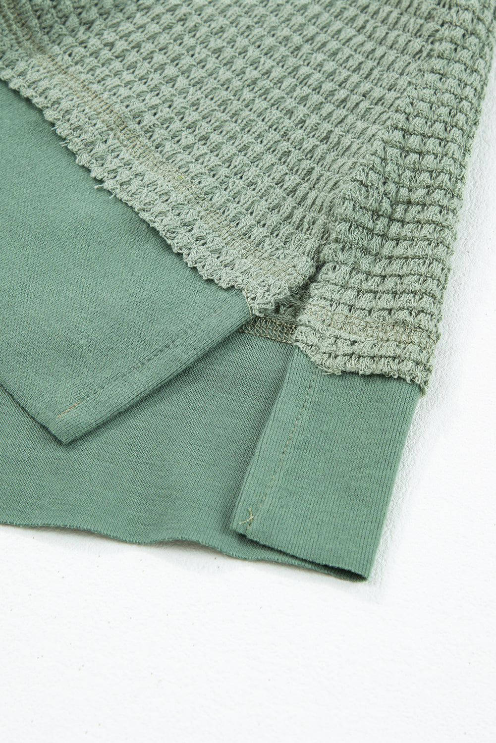 Black Scoop Neck Waffle Knit Splicing Flowy Vest