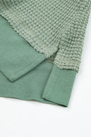 Black Scoop Neck Waffle Knit Splicing Flowy Vest