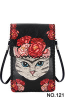 Ole - Roses & Kitty Print Crossbody HB0580 - NO.121BK