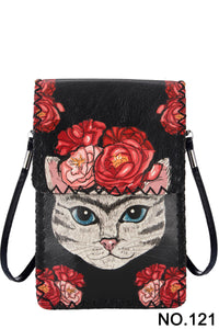 Ole - Roses & Kitty Print Crossbody HB0580 - NO.121BK