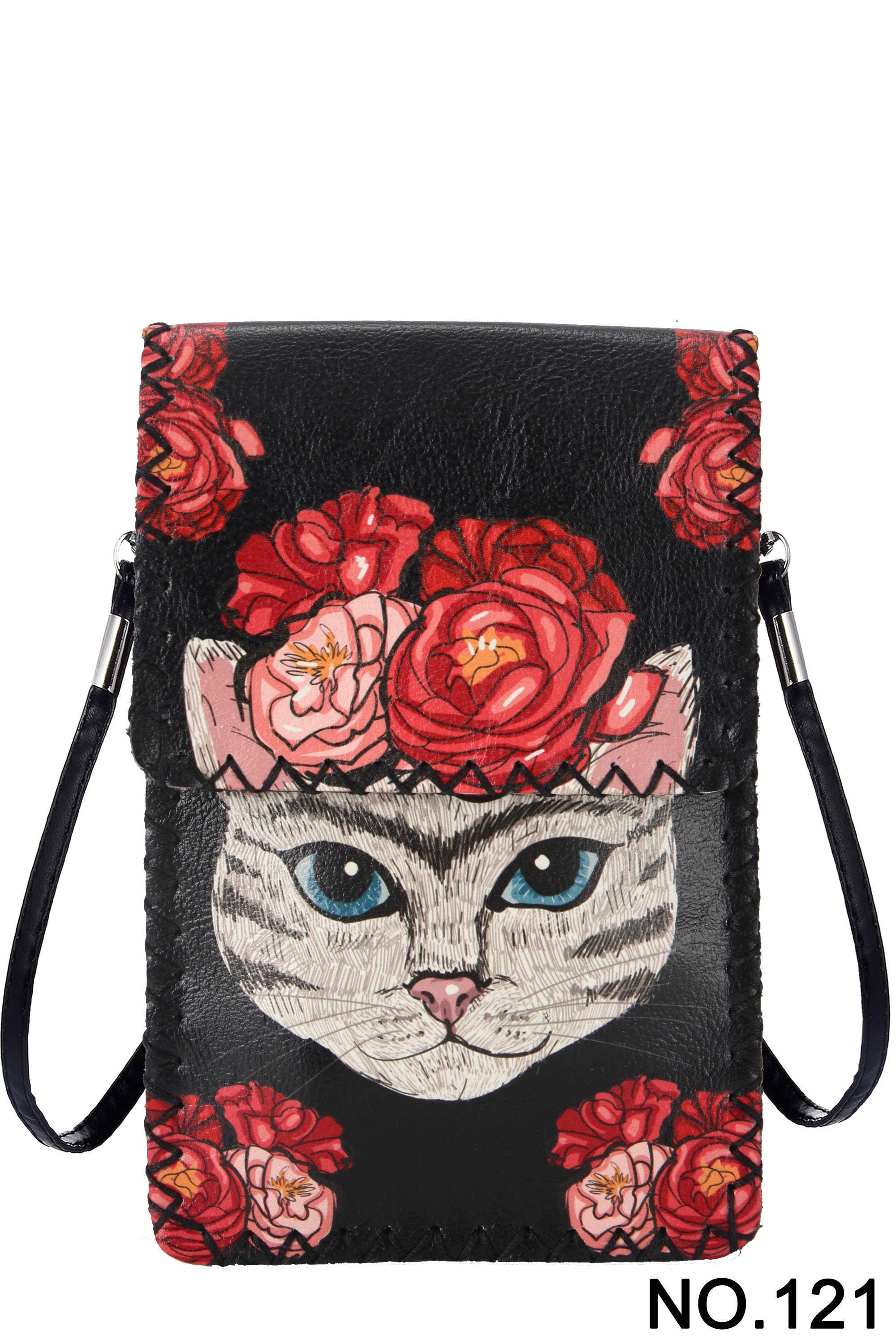 Ole - Roses & Kitty Print Crossbody HB0580 - NO.121BK