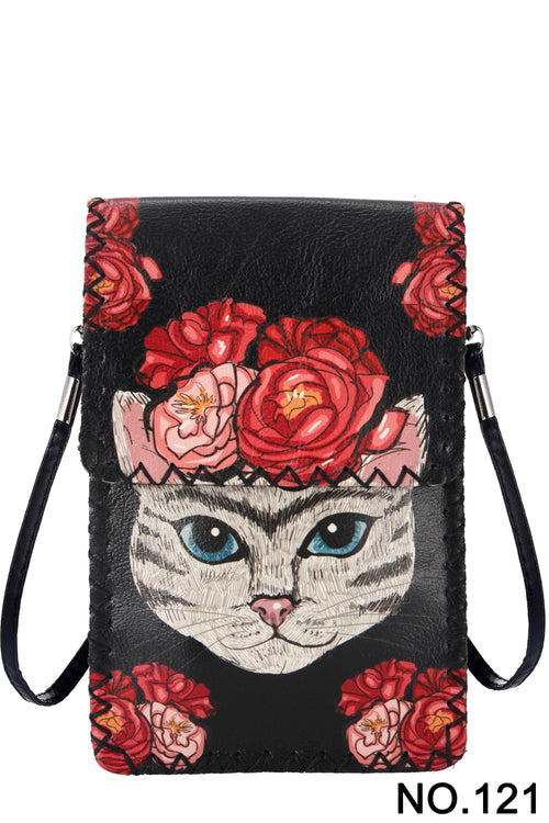 Ole - Roses & Kitty Print Crossbody HB0580 - NO.121BK