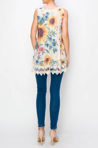 Origami Apparel ~  Lace and Crochet inspired - OLS-4481 BG Sunflower Top