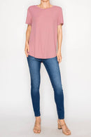 Origami Apparel ~  Lace and Crochet inspired - Ultra-Soft Short Sleeve Tee - OLS-4867DUSTY ROSE