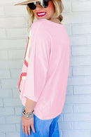 Moonlight Jade Colorblock Star Patched Half Sleeve Oversized Tee