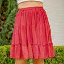 Young Threads - Western Women Mini Skirt - Multi Jacquard Pink Fabrics