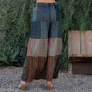 Young Threads - Boho chic Tiered Patch Inserted Denim &Knit Pants(New Color)