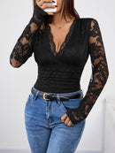 Hope & Sunshine - Lace Black Long Sleeve Top For Women