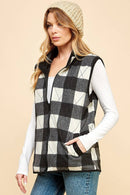 Shopin LA - SPT5193P. - PLUS SIZE REVERSIBLE PLAID ZIP UP POCKET VEST