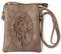 Shine Mark Accessories - Taupe - Horse Laser Cut Crossbody Cellphone Bag