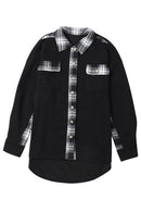 Apricot Plaid and Thermal Waffle Patchwork Shacket