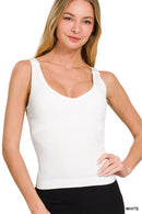 42POPS - ...SI-26015 Ribbed Bra Padded V Neck Tank Top