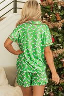 Red Christmas Candy Cane Print Pajama Set
