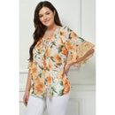 Winslow Collection - PLUS SIZE SHEER PRINTED PEASANT BLOUSE COU95L58X