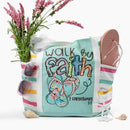 Love in Faith - Walk By Faith Flip Flop Light Blue Stripe Tote Bag