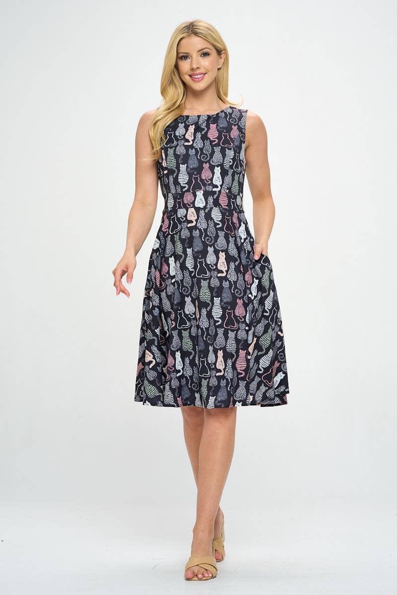 LA Soul - Cat Print Plus Size Dress
