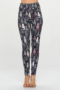 Cat Print Leggings with a Variety Of Cat Prints