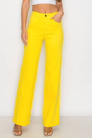Denim Zone U.S.A. - LVB-200 YELLOW HIGH WAISTED STRETCHY WIDE LEGS JEANS