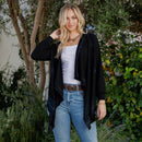 Young Threads - Artisan Plush Knit Kimono Shrug with Handcrafted Embroidery