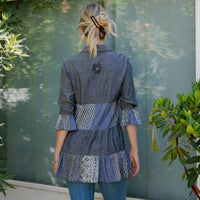 Young Threads - 3/4 Ruffle Sleeves Western Blouse Top (New Color)