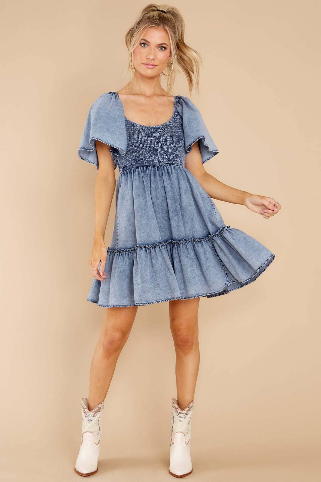 Hope & Sunshine - Denim Short Sleeve Tunic Dress