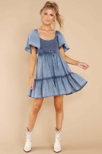 Hope & Sunshine - Denim Short Sleeve Tunic Dress