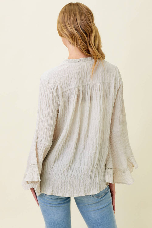 Mystree - 57645 Crinkle Bell Sleeve Blouse