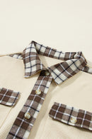 Apricot Plaid and Thermal Waffle Patchwork Shacket