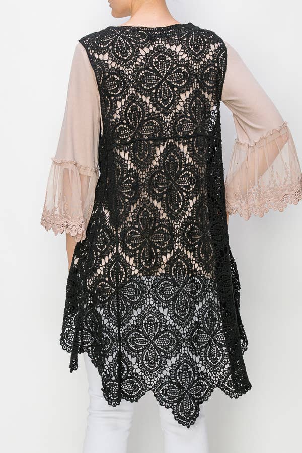 Origami Apparel ~  Lace and Crochet inspired - OLS-4665 BK