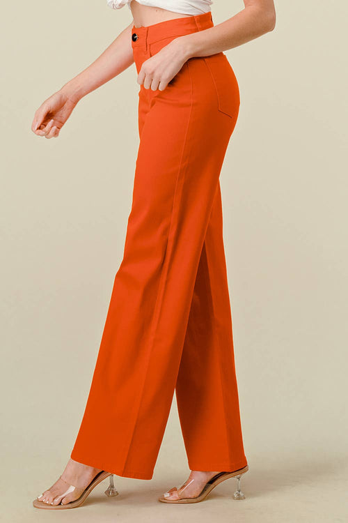 Denim Zone U.S.A. - LVB-200 TANGERINE HIGH WAISTED STRETCHY WIDE LEGS JEANS