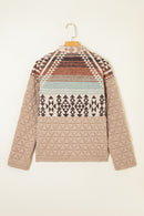 Light French Beige Geometric Quilted Patchwork Vintage Jacket