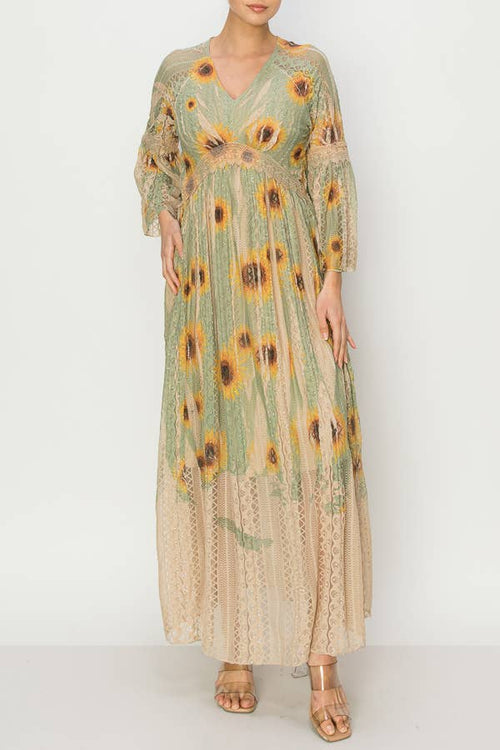 Origami Apparel ~  Lace and Crochet inspired - OLS-4658 TP/SG SUN FLOWER