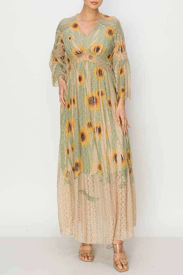 Origami Apparel ~  Lace and Crochet inspired - OLS-4658 TP/SG SUN FLOWER