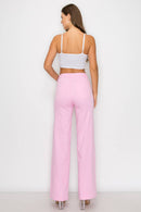 Denim Zone U.S.A. - LVB-200 LIGHT PINK HIGH WAISTED STRETCHY WIDE LEGS JEANS