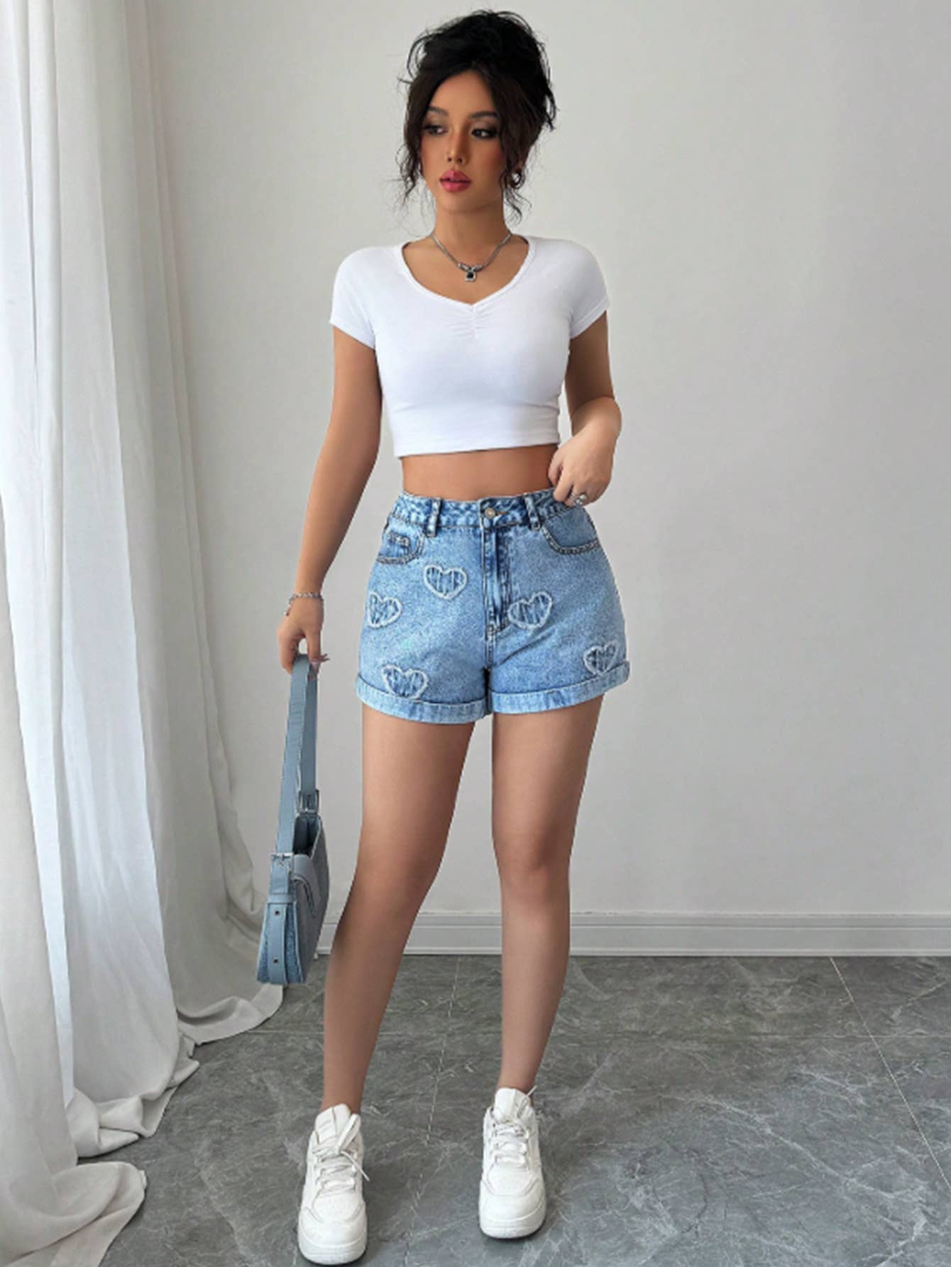Hope & Sunshine - High-Waist Loose Denim Shorts