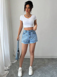 Hope & Sunshine - High-Waist Loose Denim Shorts