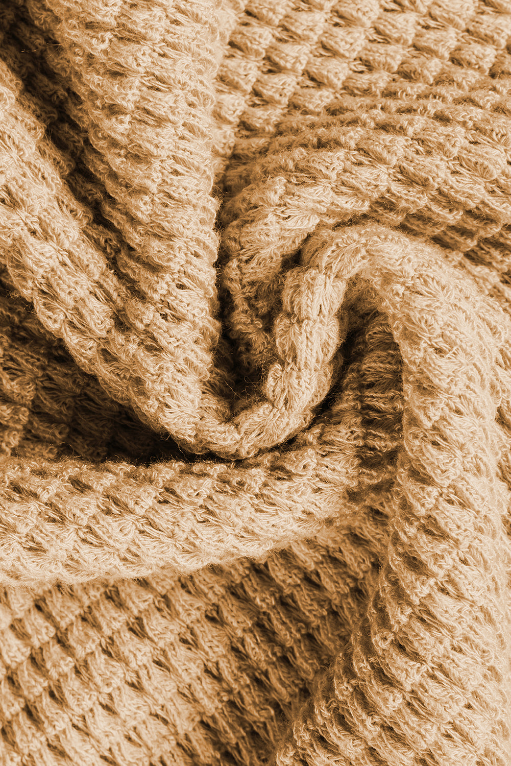 White Tulip Sleeve Waffle Knit V Neck T-Shirt