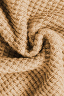 White Tulip Sleeve Waffle Knit V Neck T-Shirt