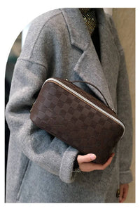 42POPS - ..SI-25928 Vegan Leather Checkered Makeup Bag