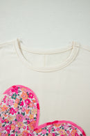 Jet Stream Big Flower Patched Plus Size Tunic T-Shirt