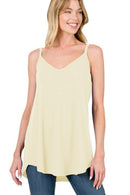 Blue Spaghetti Strap V Neck Flowy Tunic Cami Top