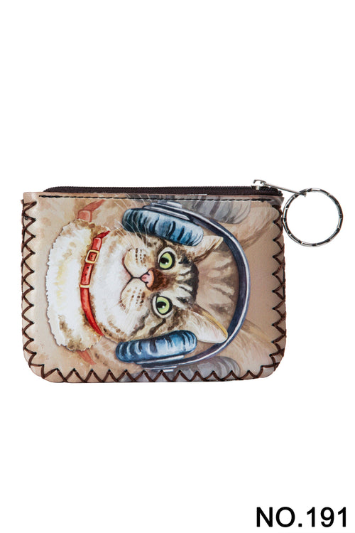 Ole - Cat With Headphones Printed Coin Purse HB0665 - NO.191