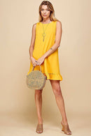 Shopin LA - SD21010-25038. WOMEN SOLID SLEEVELESS RUFFLED MIDI DRESS