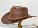 Lesa collection inc - Gunner| Reddish Brown  Leather  Western Outback Cowboy Hat