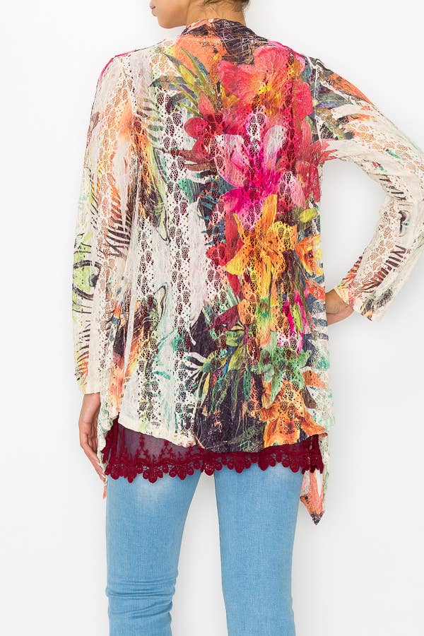 Origami Apparel ~  Lace and Crochet inspired - 407-493BG TROPICAL Cardigan