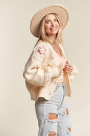 Madelyn - LESW2654- FLORAL PATCHED SWEATER CARDIGAN