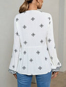 Hope & Sunshine - Boho Lantern Sleeve Tie-Neck Blouse